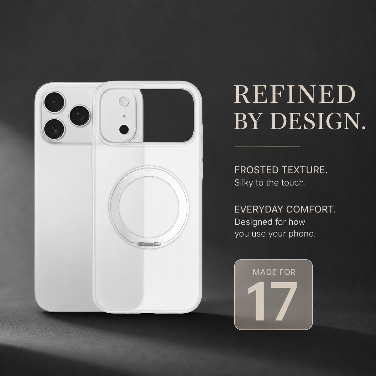 Premium iPhone Case MagSafe 360 Rotating Magnetic Ring Stand Frosted Clear PC TPU Shockproof Slim Transparent Protective Cover Kickstand Case