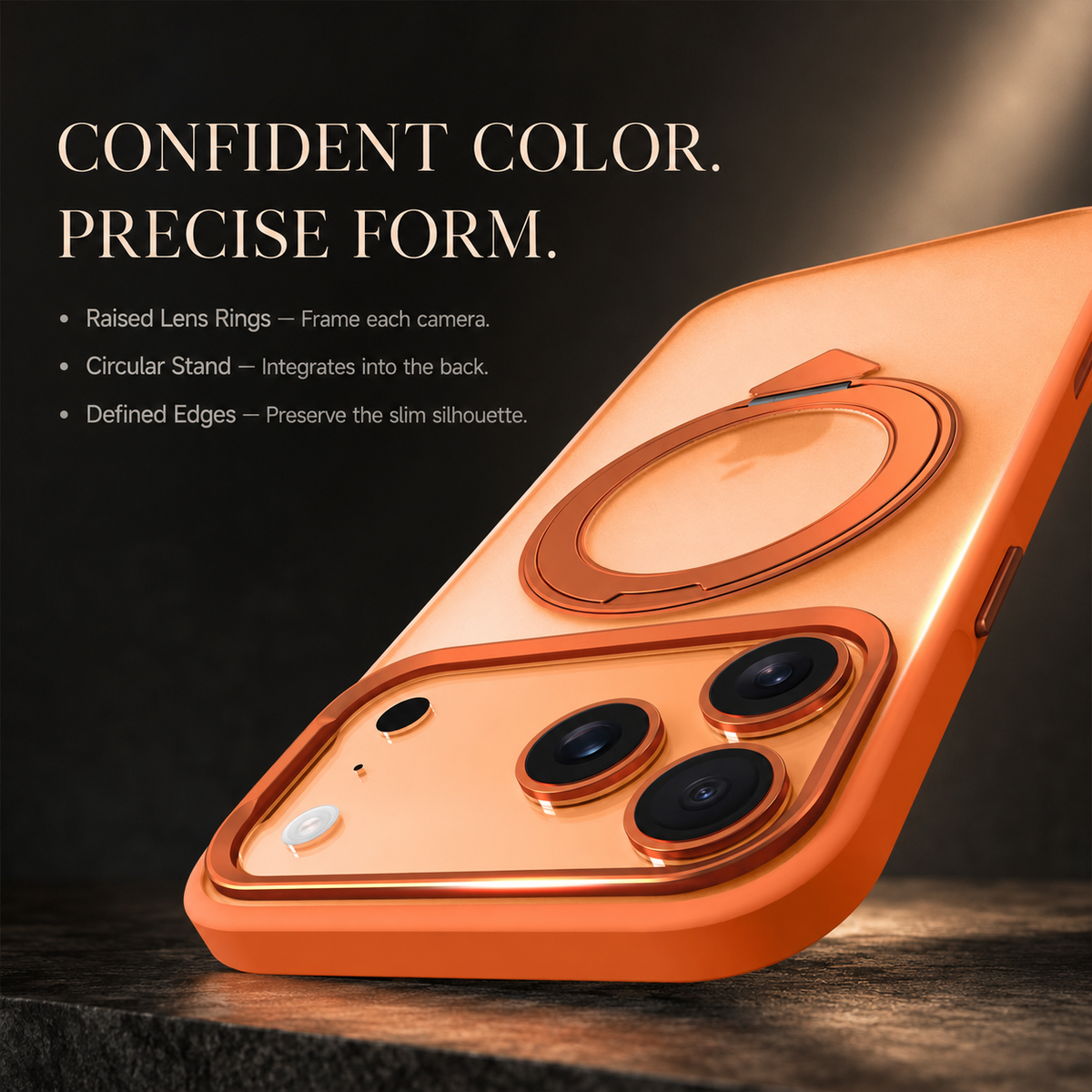 Premium iPhone Case MagSafe 360 Rotating Ring Kickstand Metal Lens Skin Feel Magnetic Shockproof PC TPU Slim Fit Protective Bumper Phone Cover Case