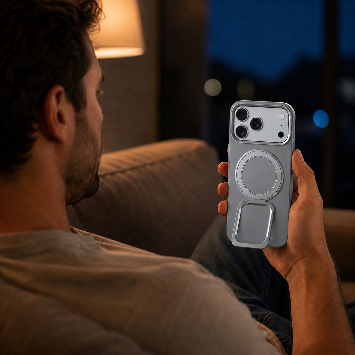 Premium iPhone Case MagSafe 360 Rotating Ring Kickstand Metal Lens Skin Feel Magnetic Shockproof PC TPU Slim Fit Protective Bumper Phone Cover Case