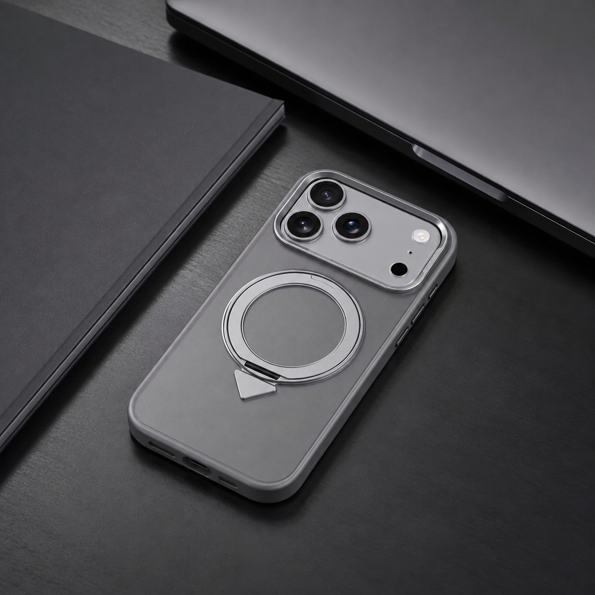 Premium iPhone Case MagSafe 360 Rotating Ring Kickstand Metal Lens Skin Feel Magnetic Shockproof PC TPU Slim Fit Protective Bumper Phone Cover Case