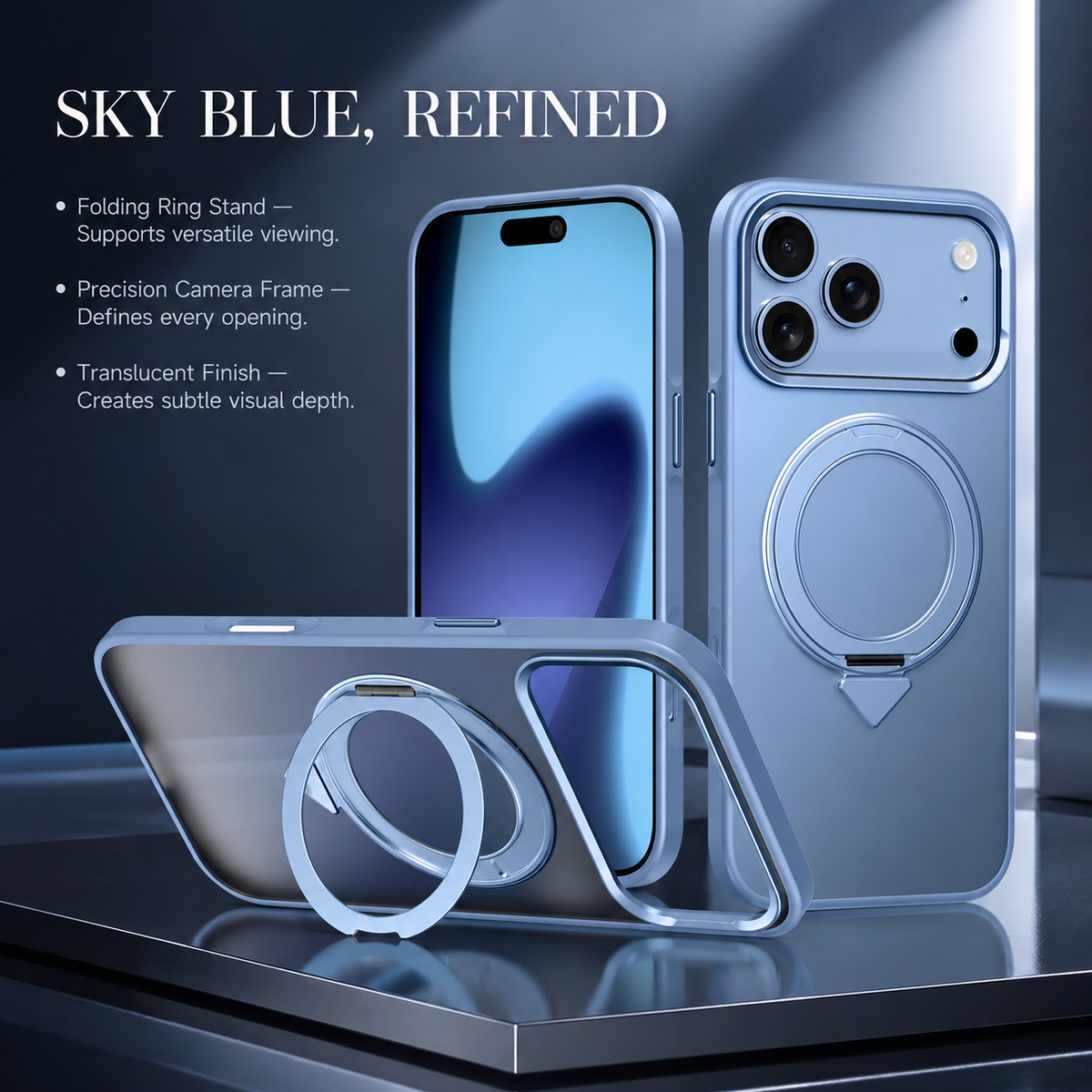Premium iPhone Case MagSafe 360 Rotating Ring Kickstand Metal Lens Skin Feel Magnetic Shockproof PC TPU Slim Fit Protective Bumper Phone Cover Case