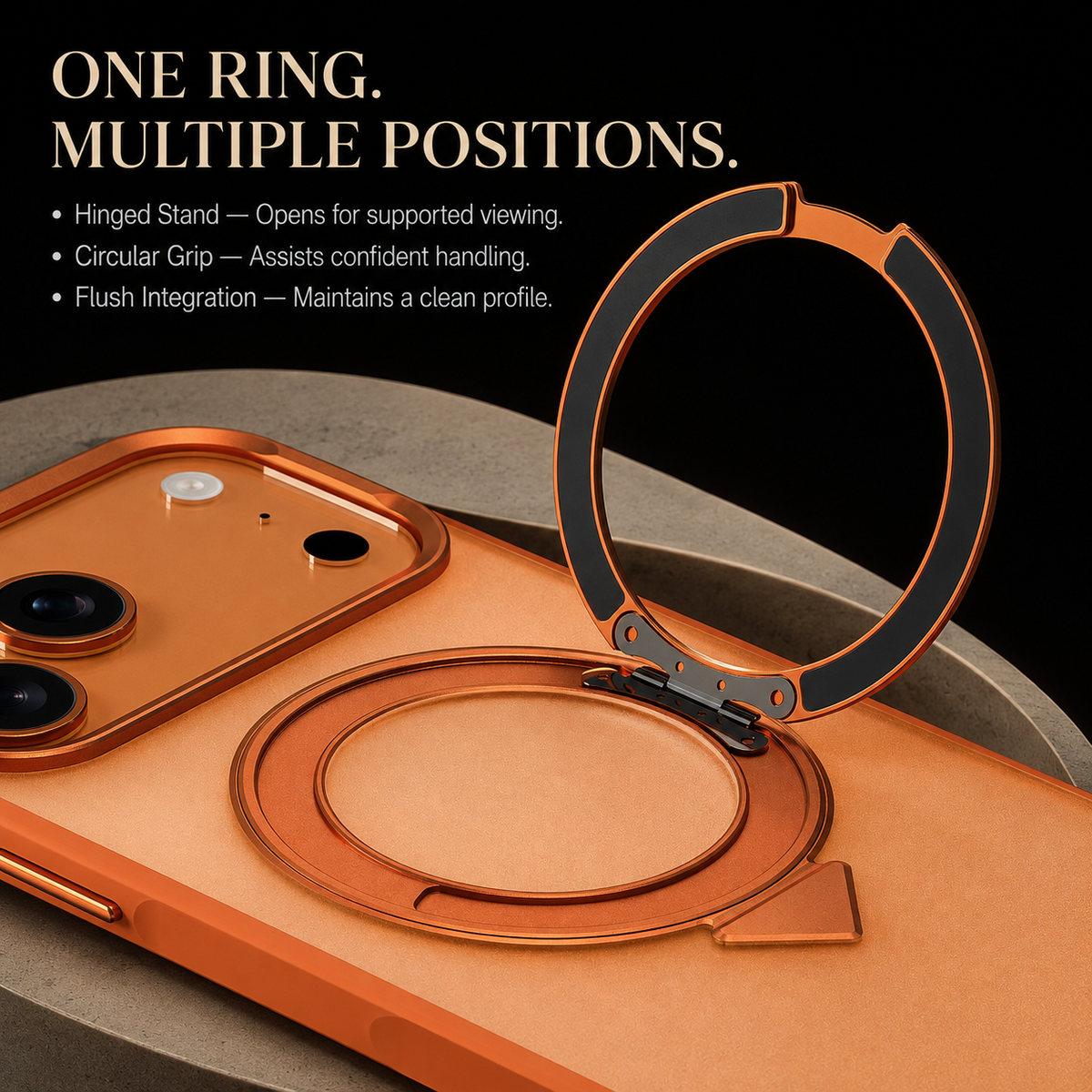 Premium iPhone Case MagSafe 360 Rotating Ring Kickstand Metal Lens Skin Feel Magnetic Shockproof PC TPU Slim Fit Protective Bumper Phone Cover Case