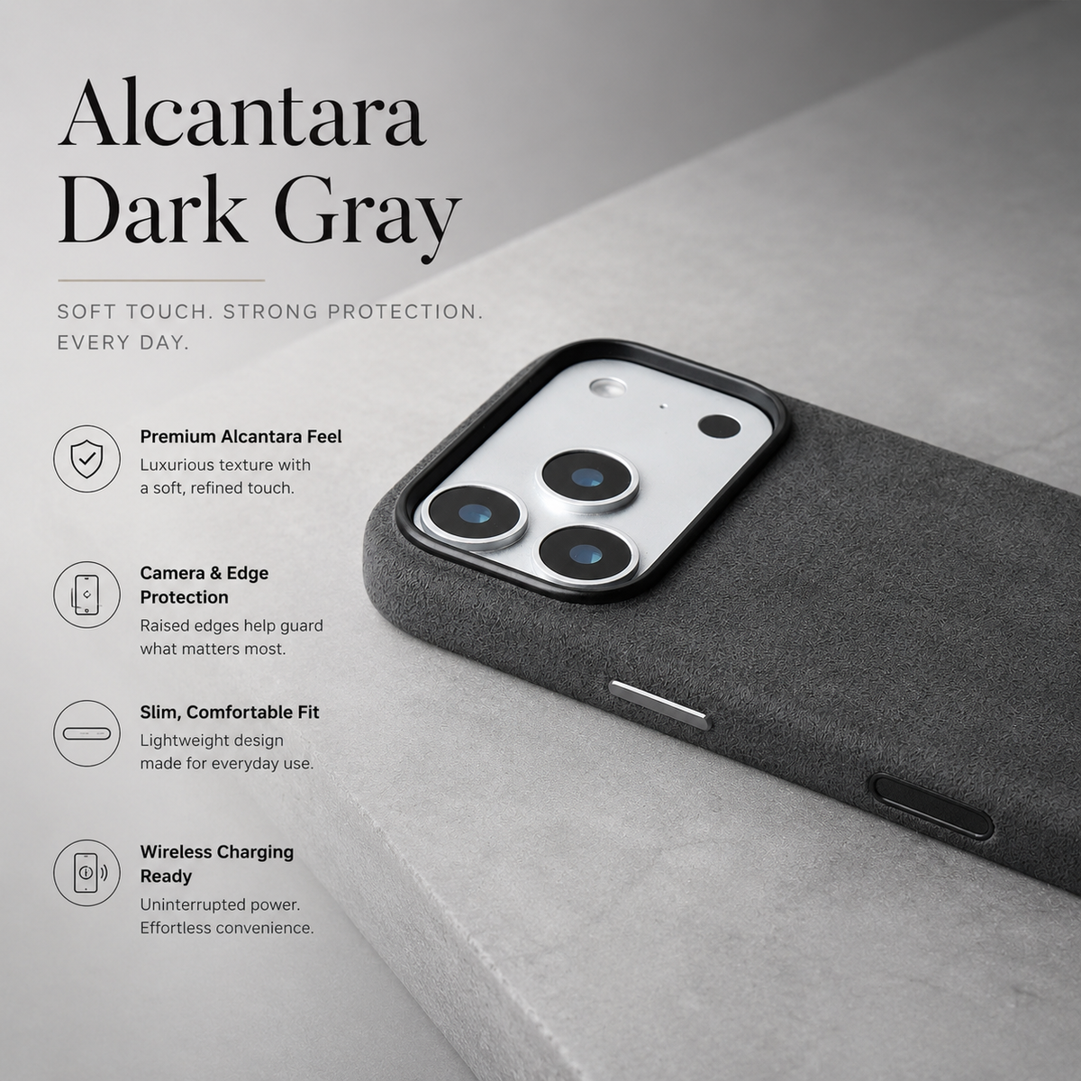 Premium iPhone Case MagSafe Alcantara Suede Leather Magnetic Protective Cover Anti Scratch Anti Fingerprint Matte Non Slip Slim Business Soft Touch Case