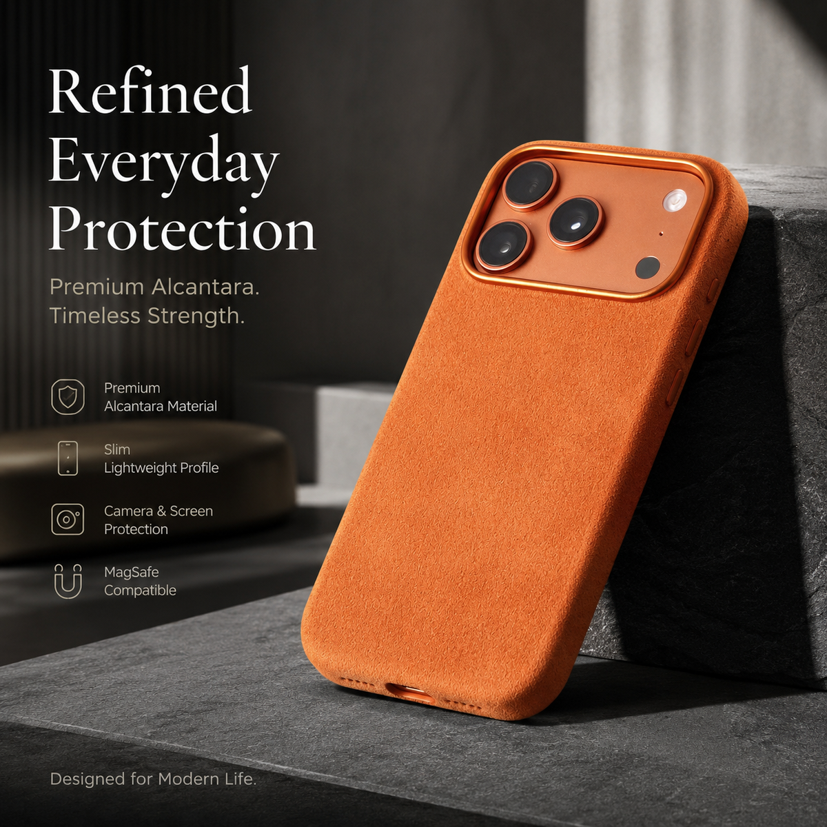Premium iPhone Case MagSafe Alcantara Suede Leather Magnetic Protective Cover Anti Scratch Anti Fingerprint Matte Non Slip Slim Business Soft Touch Case