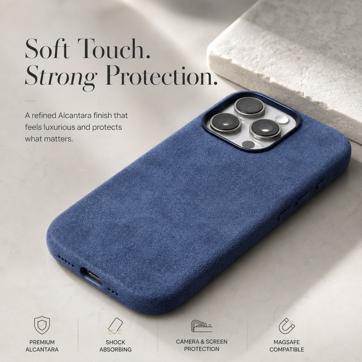 Premium iPhone Case MagSafe Alcantara Suede Leather Magnetic Protective Cover Anti Scratch Anti Fingerprint Matte Non Slip Slim Business Soft Touch Case