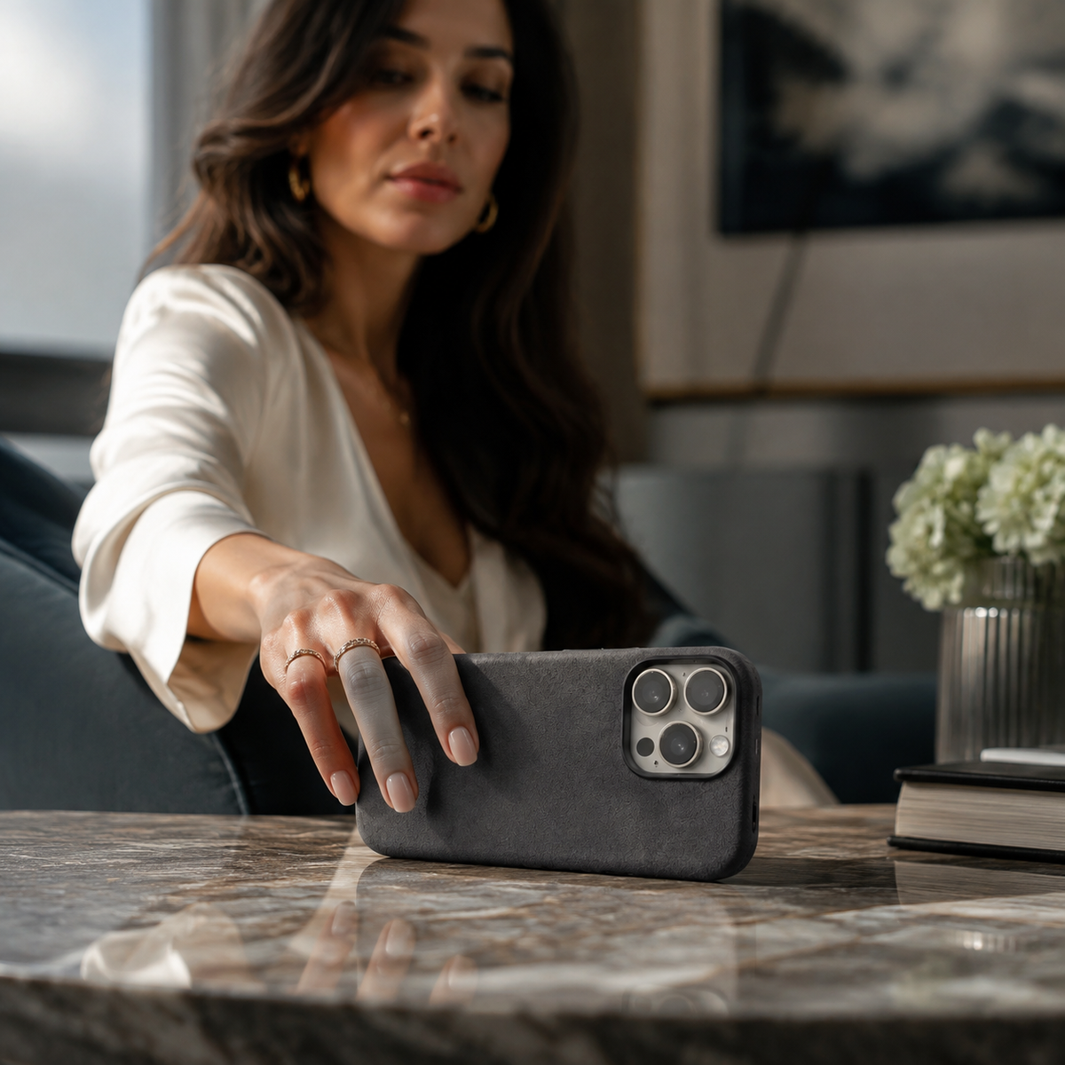 Premium iPhone Case MagSafe Alcantara Suede Leather Magnetic Protective Cover Anti Scratch Anti Fingerprint Matte Non Slip Slim Soft Touch Business Case