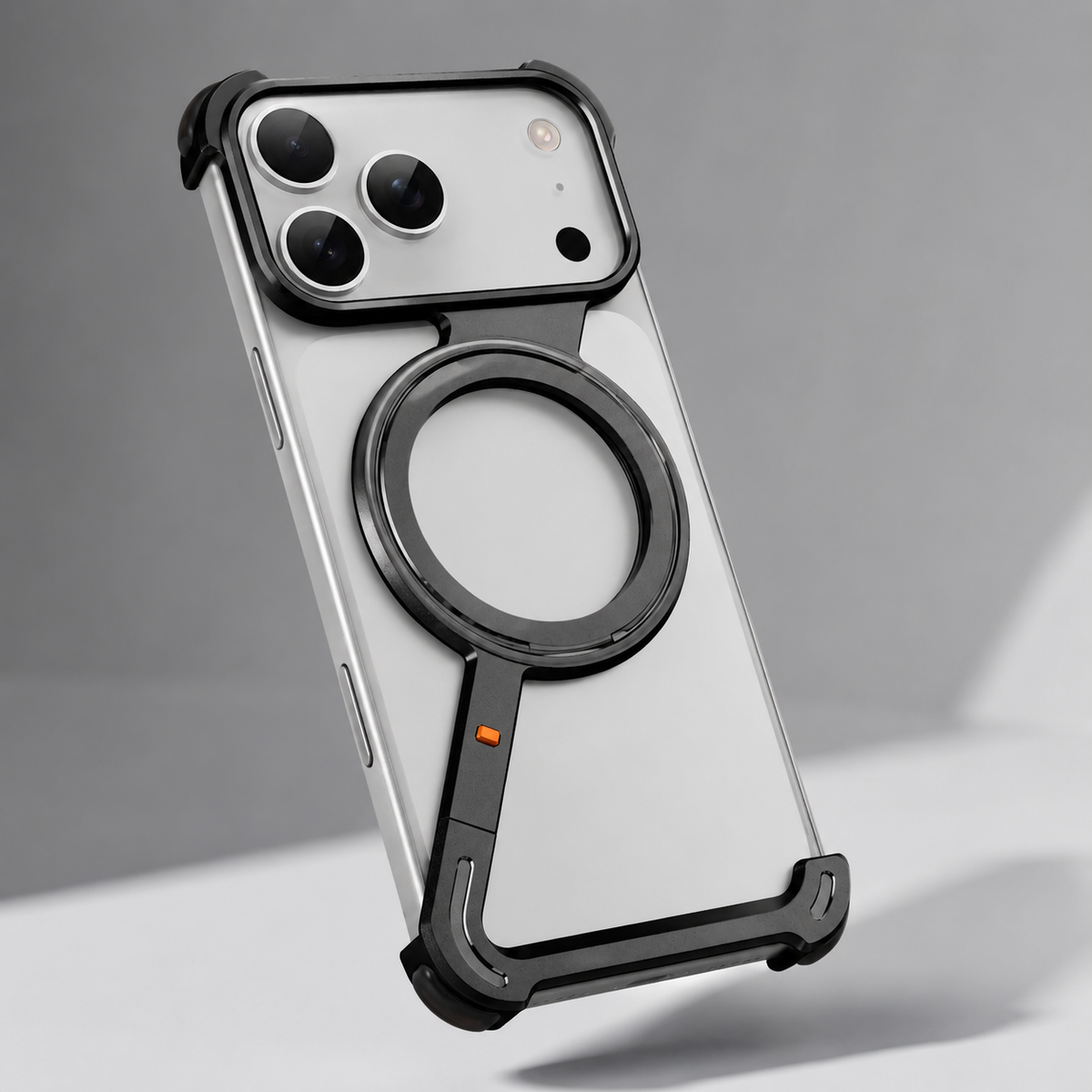 Premium iPhone Case MagSafe Aluminum Alloy Frameless Magnetic Ring Kickstand Shockproof Protective Bumper 360 Rotating Stand Anti Scratch Slim Lightweight