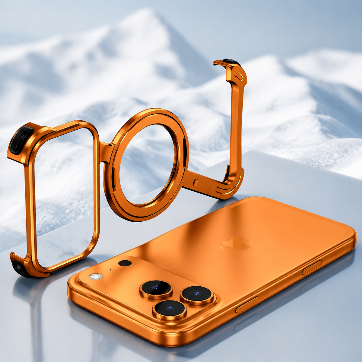 Premium iPhone Case MagSafe Aluminum Alloy Frameless Magnetic Ring Kickstand Shockproof Protective Bumper 360 Rotating Stand Anti Scratch Slim Lightweight