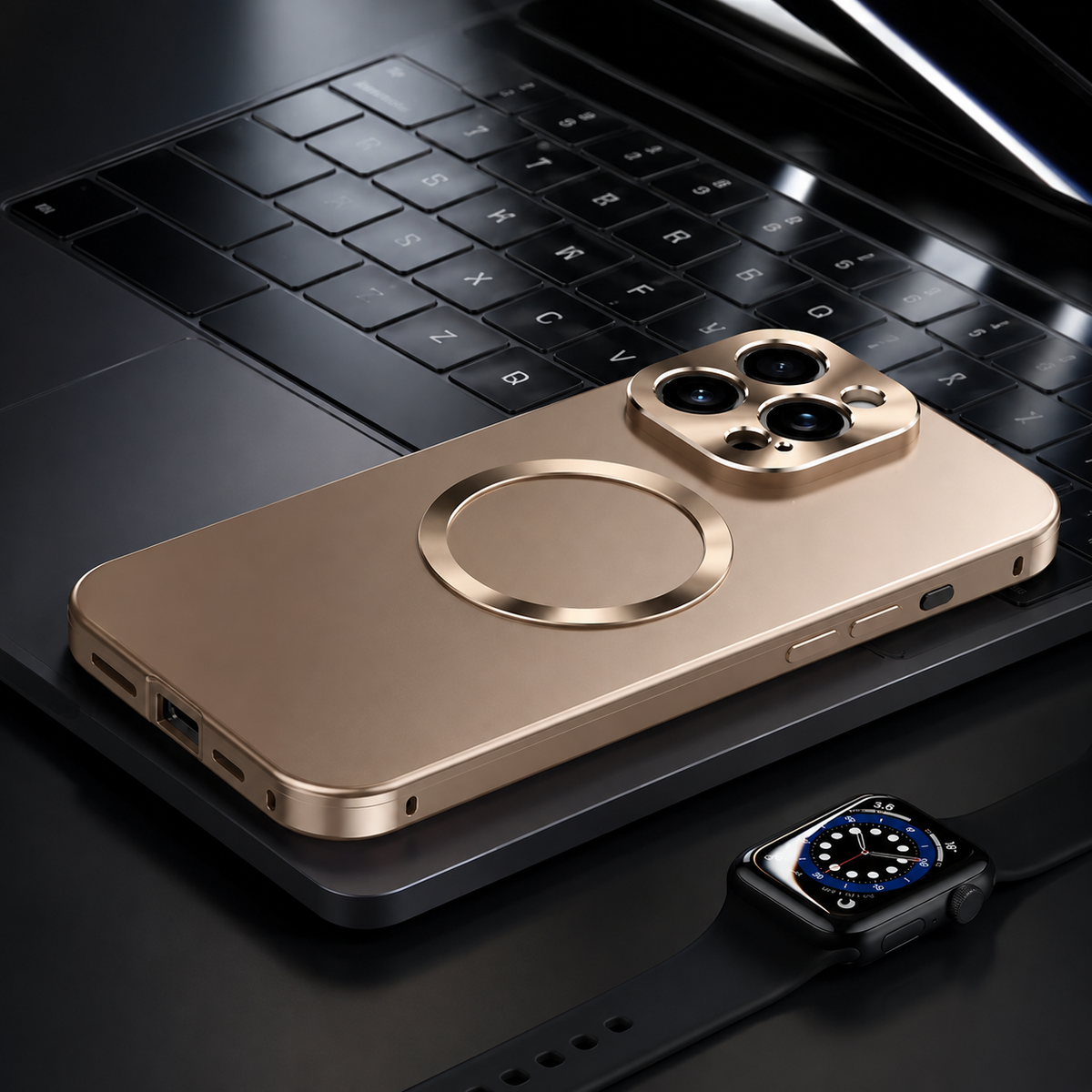Premium iPhone Case MagSafe Aluminum Alloy Metal Frame Frosted Back Shockproof Protective Cover Ultra Thin Anti Scratch Camera Protection Matte Grip