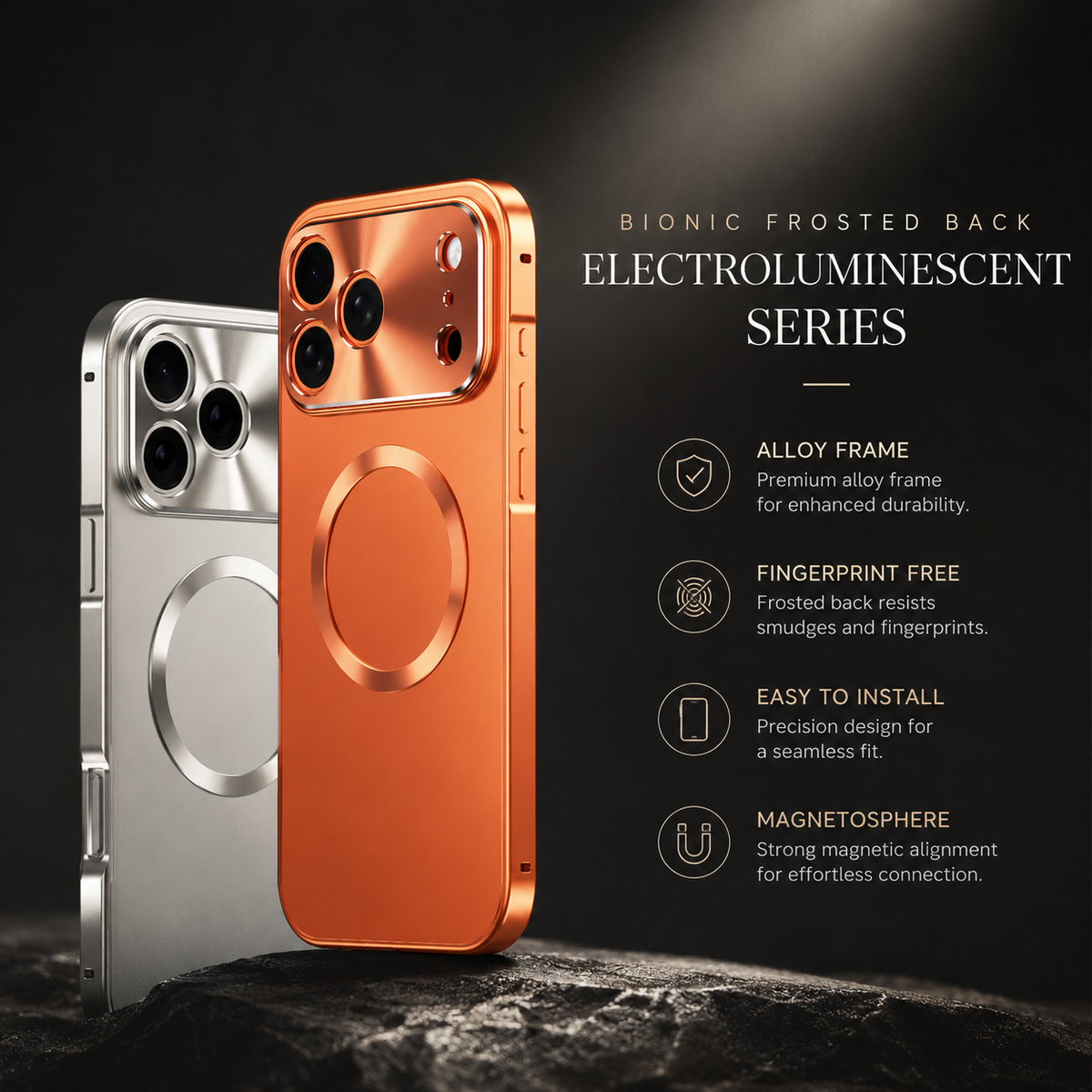 Premium iPhone Case MagSafe Aluminum Alloy Metal Frame Frosted Back Shockproof Protective Cover Ultra Thin Anti Scratch Camera Protection Matte Grip
