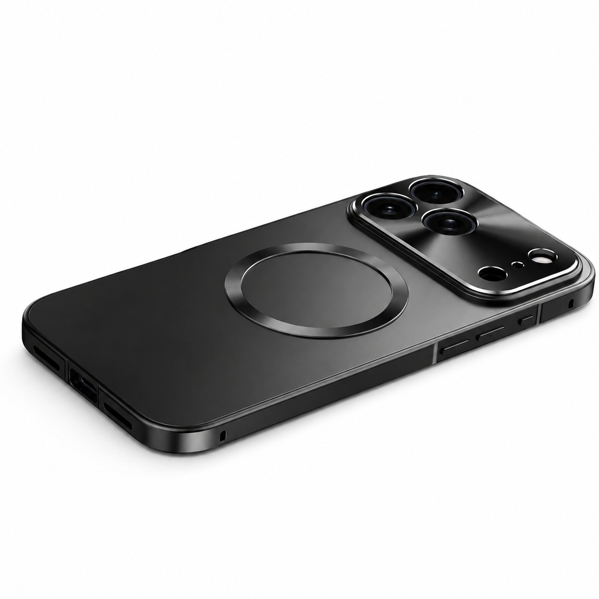 Premium iPhone Case MagSafe Aluminum Alloy Metal Frame Frosted Back Shockproof Protective Cover Ultra Thin Anti Scratch Camera Protection Matte Grip