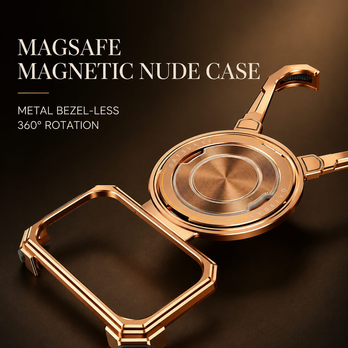 Premium iPhone Case MagSafe Aluminum Frameless Magnetic Ring Kickstand Shockproof Protective Bumper 360 Rotating Stand Slim Lightweight Open Back
