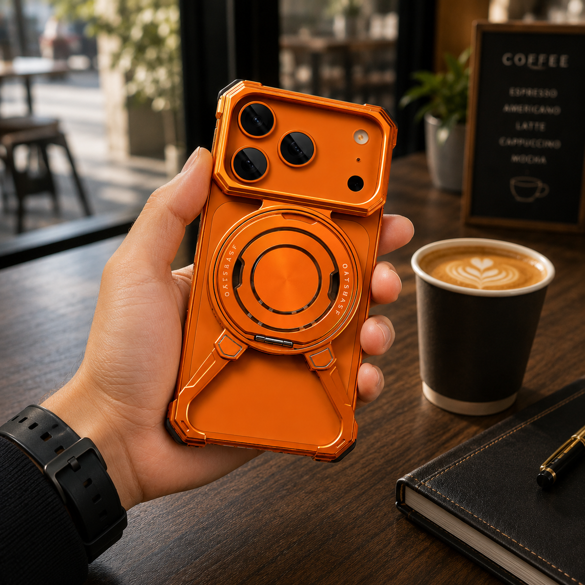 Premium iPhone Case MagSafe Aluminum Frameless Magnetic Ring Kickstand Shockproof Protective Bumper 360 Rotating Stand Slim Lightweight Open Back