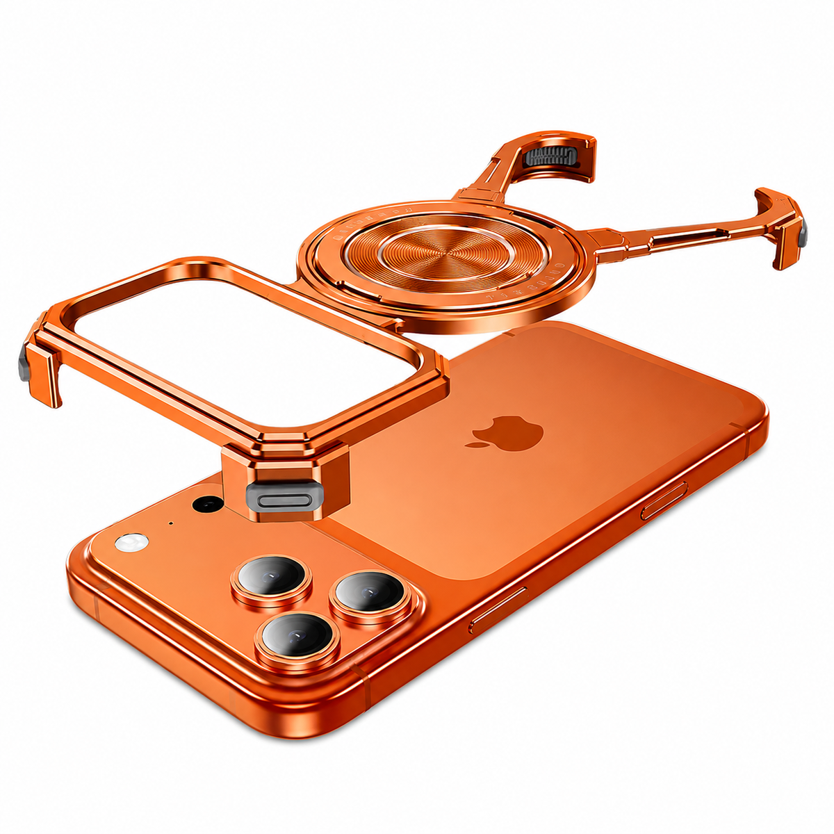 Premium iPhone Case MagSafe Aluminum Frameless Magnetic Ring Kickstand Shockproof Protective Bumper 360 Rotating Stand Slim Lightweight Open Back