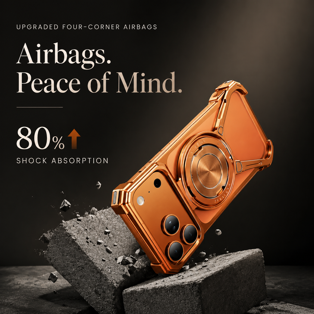 Premium iPhone Case MagSafe Aluminum Frameless Magnetic Ring Kickstand Shockproof Protective Bumper 360 Rotating Stand Slim Lightweight Open Back