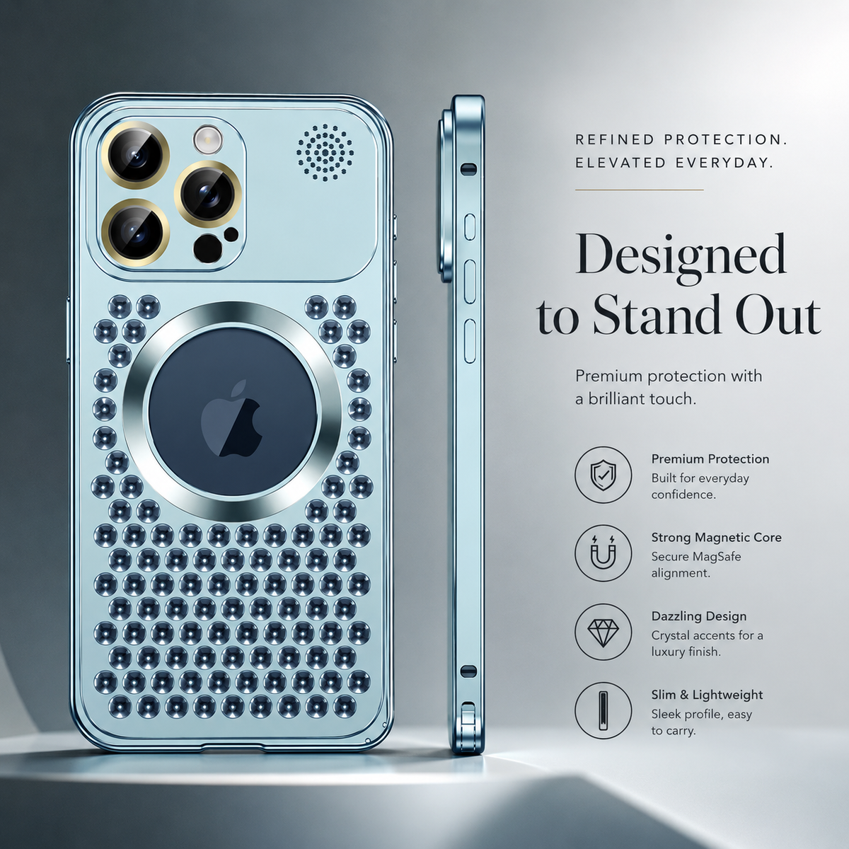 Premium iPhone Case MagSafe Aluminum Heat Dissipation Magnetic Shockproof Protective Cover Dual Layer Anti Scratch Dust Resistant Slim Metal Full Coverage