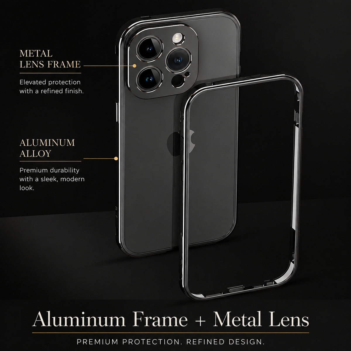 Premium iPhone Case MagSafe Aluminum Metal Bumper Frame Camera Lens Protection Shockproof Heavy Duty Anti Scratch Slim Lightweight Protective Cover