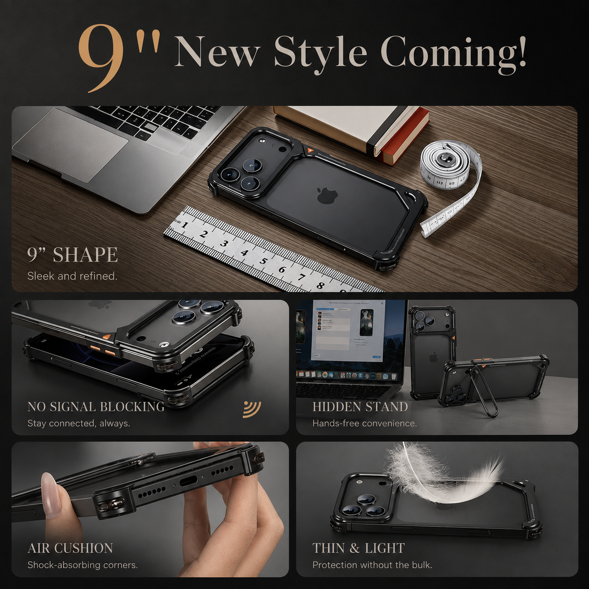 Premium iPhone Case MagSafe Aluminum Metal Frame Camera Lens Protection Shockproof Protective Cover Wireless Charging Slim Lightweight Minimalist Reinforced
