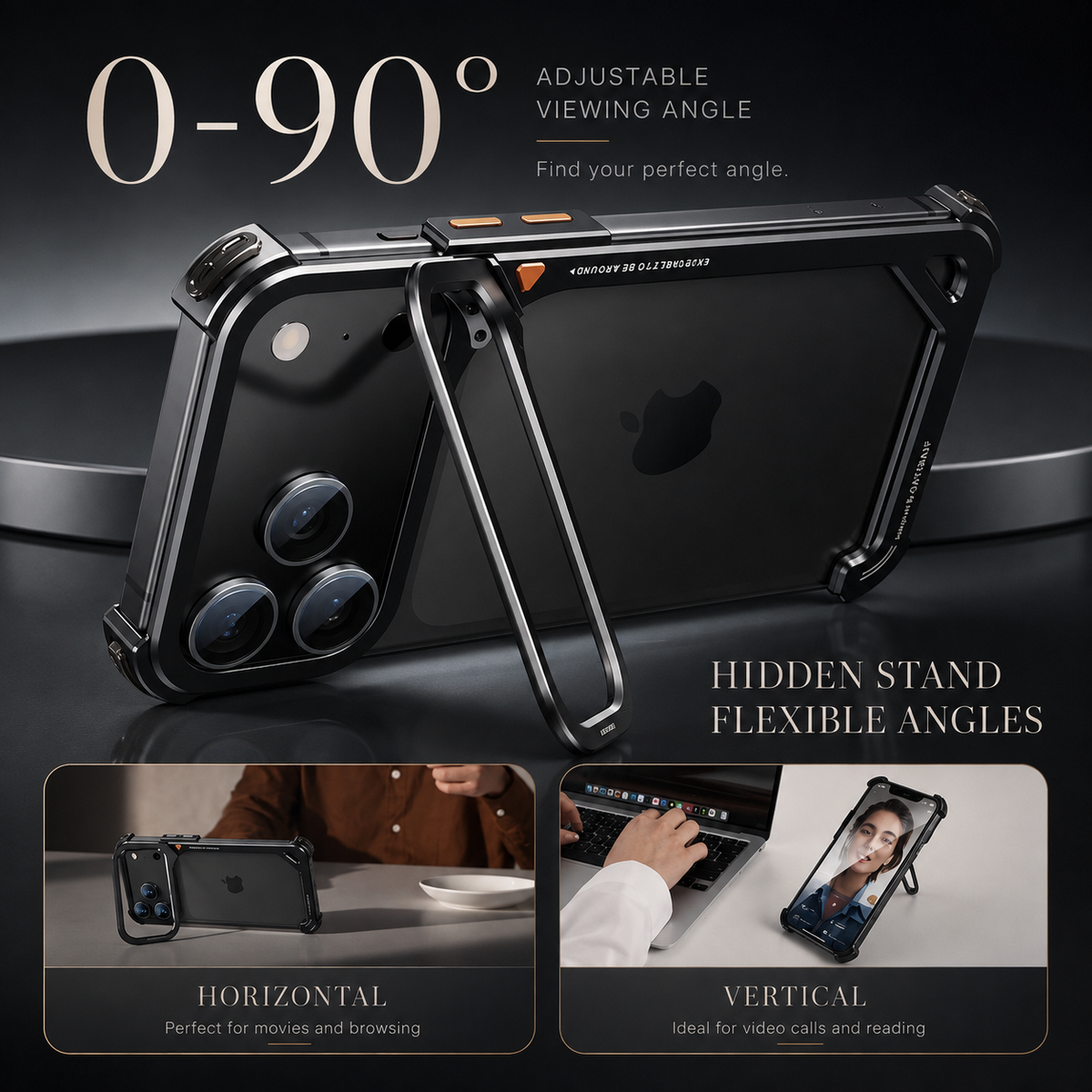 Premium iPhone Case MagSafe Aluminum Metal Frame Camera Lens Protection Shockproof Protective Cover Wireless Charging Slim Lightweight Minimalist Reinforced
