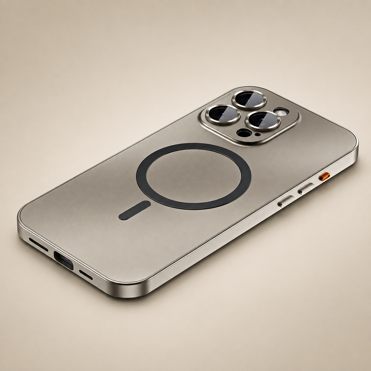 Premium iPhone Case MagSafe Buckle Lock Aluminum Alloy Metal Frame Magnetic PC Back Panel Shockproof Slim Protective Bumper Phone Cover Case Design