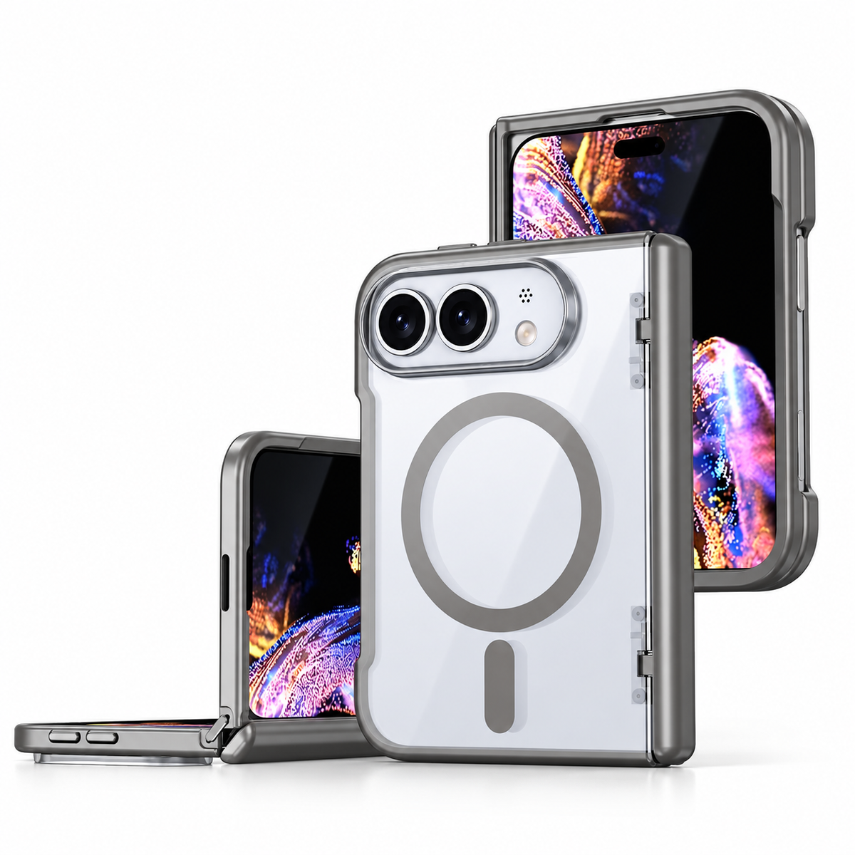 Premium iPhone Case MagSafe Business Matte Acrylic Foldable Ultra Thin Hinge Integrated Magnetic Slim Protective Flip Cover Case Design