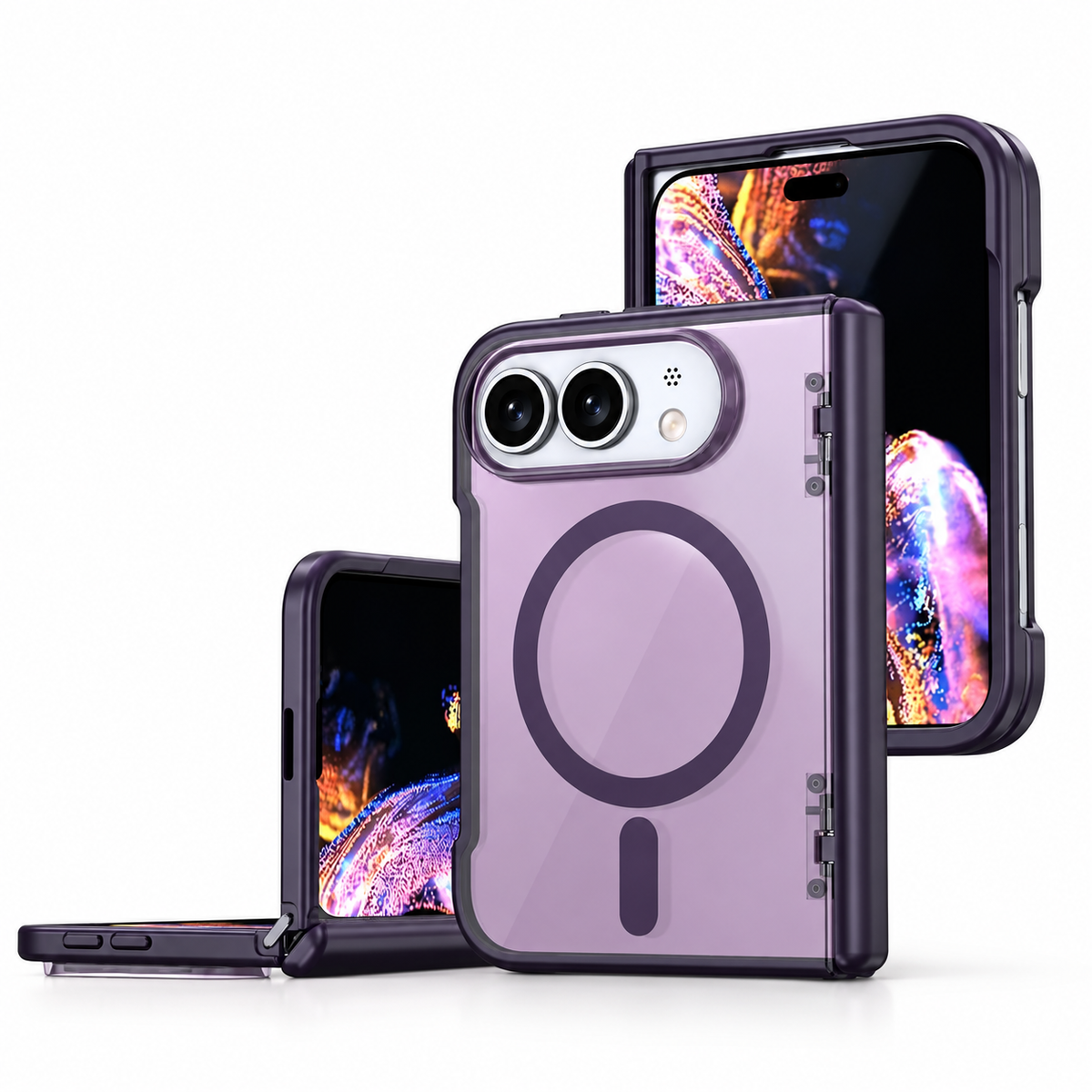 Premium iPhone Case MagSafe Business Matte Acrylic Foldable Ultra Thin Hinge Integrated Magnetic Slim Protective Flip Cover Case Design