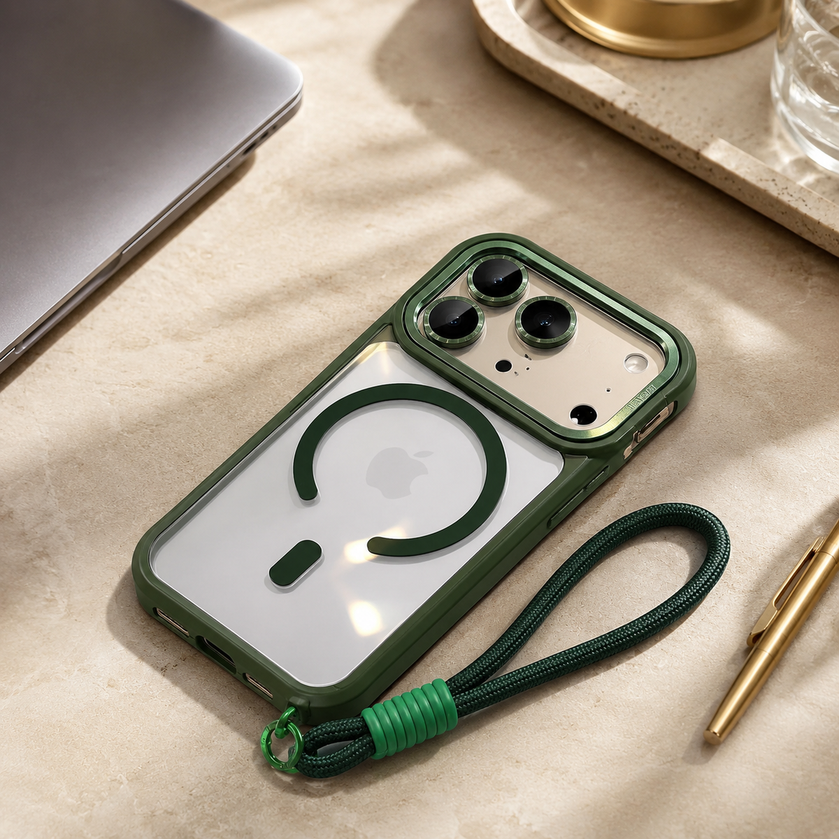 Premium iPhone Case MagSafe Camera Bracket Stand Wrist Strap Lens Film Magnetic Shockproof PC TPU Anti Scratch Non Slip Clear Protective Cover Case