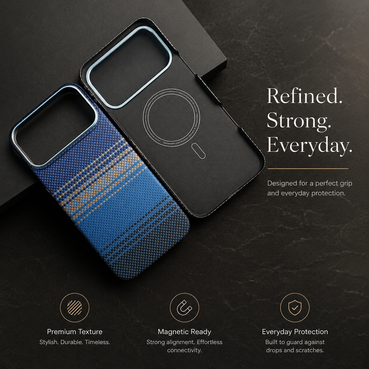 Premium iPhone Case MagSafe Carbon Fiber Aramid Protective Cover Ultra Thin Shockproof Matte Anti Fingerprint Anti Scratch Non Slip Lightweight Full Coverage