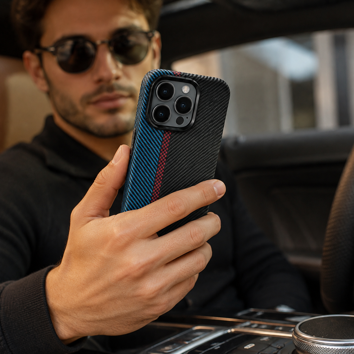 Premium iPhone Case MagSafe Carbon Fiber Armor Ultra Thin Magnetic Hard PC Protective Cover Alloy Camera Lens Anti Scratch Slim Wireless Charging Case