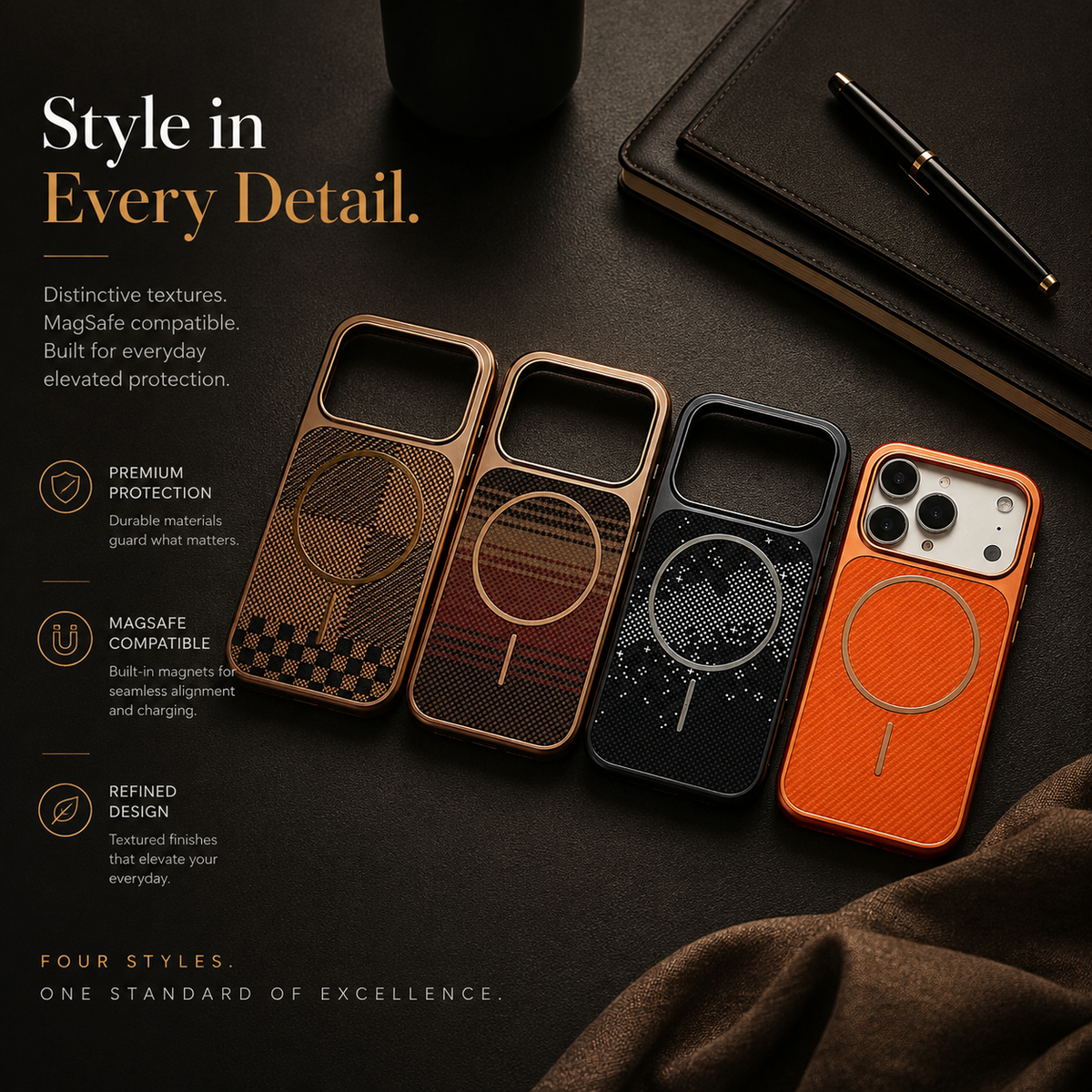 Premium iPhone Case MagSafe Carbon Fiber Magnetic Shockproof Protective Cover Electroplated Anti Scratch Anti Fingerprint Slim Lightweight Wireless Charging