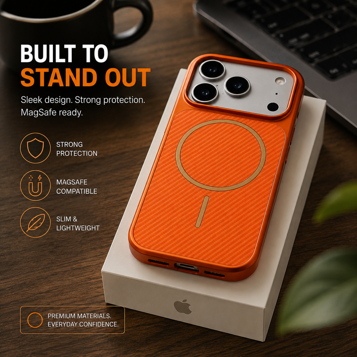 Premium iPhone Case MagSafe Carbon Fiber Magnetic Shockproof Protective Cover Electroplated Anti Scratch Anti Fingerprint Slim Lightweight Wireless Charging