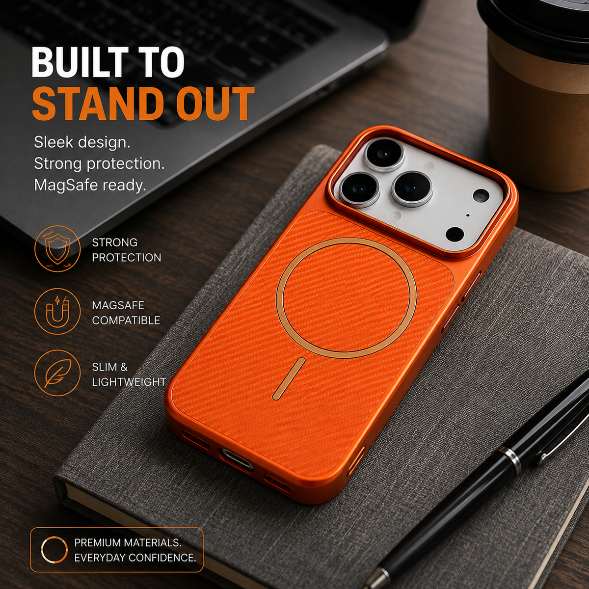 Premium iPhone Case MagSafe Carbon Fiber Magnetic Shockproof Protective Cover Electroplated Anti Scratch Anti Fingerprint Slim Lightweight Wireless Charging