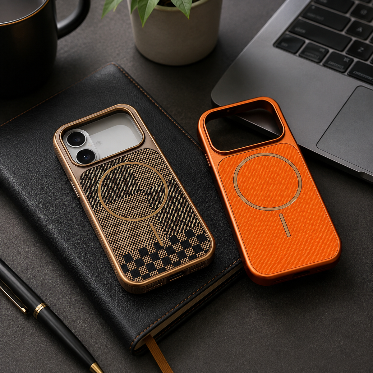 Premium iPhone Case MagSafe Carbon Fiber Magnetic Shockproof Protective Cover Electroplated Anti Scratch Anti Fingerprint Slim Lightweight Wireless Charging