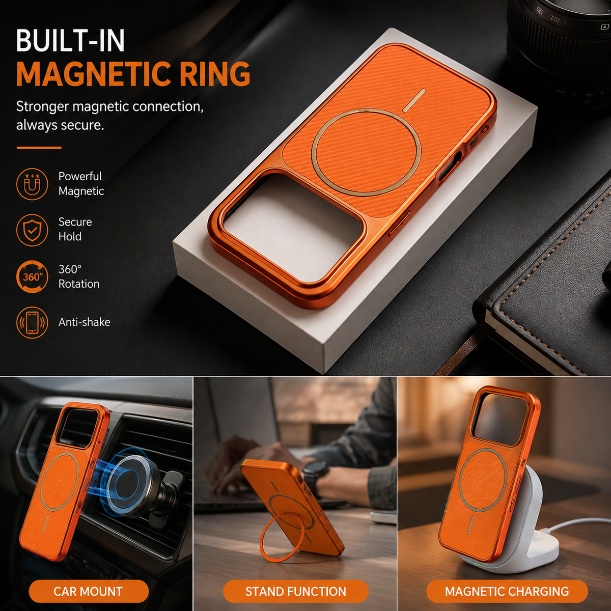 Premium iPhone Case MagSafe Carbon Fiber Magnetic Shockproof Protective Cover Electroplated Anti Scratch Anti Fingerprint Slim Lightweight Wireless Charging