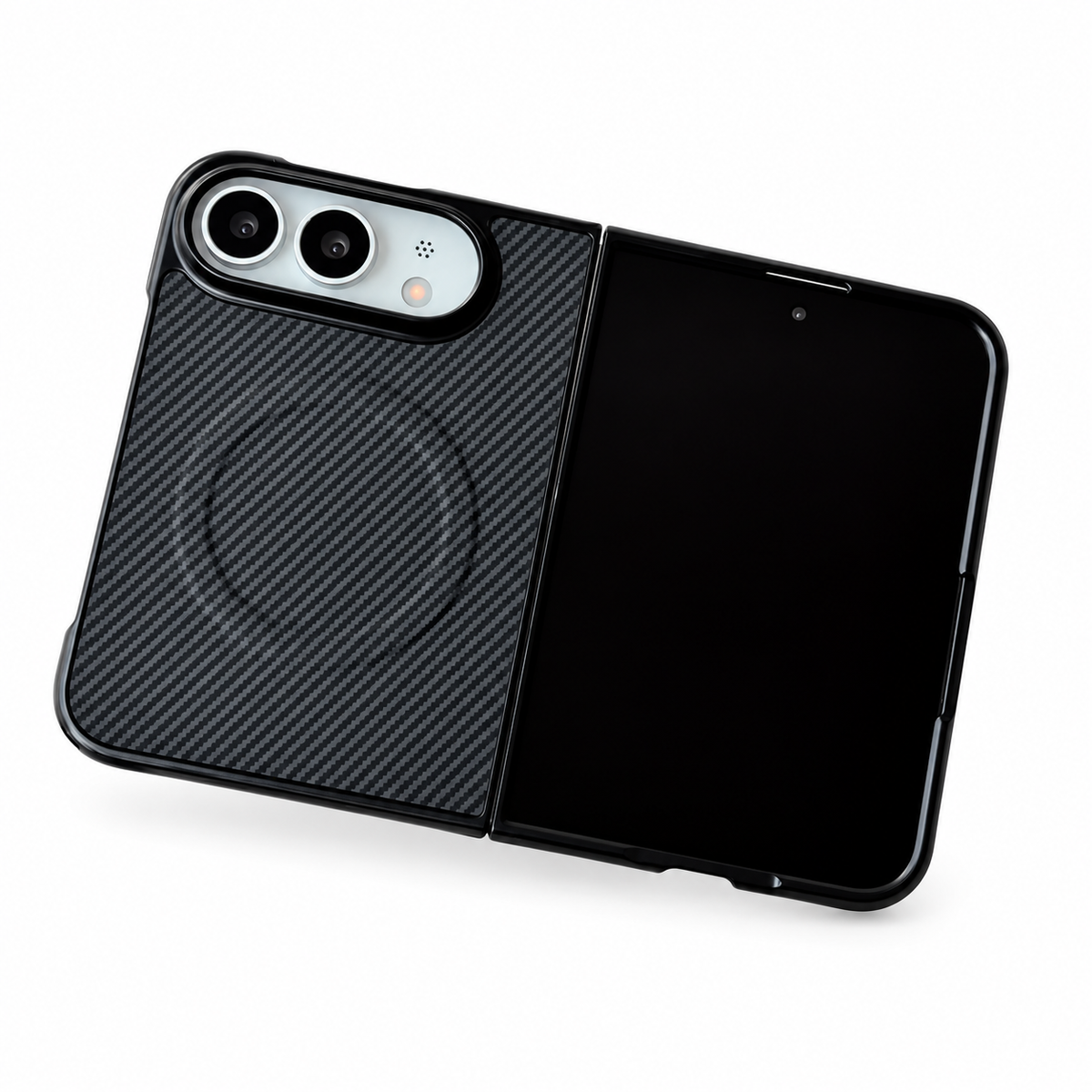 Premium iPhone Case MagSafe Carbon Fiber Magnetic Tempered Glass Shockproof Soft TPU Anti Scratch Non Slip Lightweight Foldable Protective Cover Case