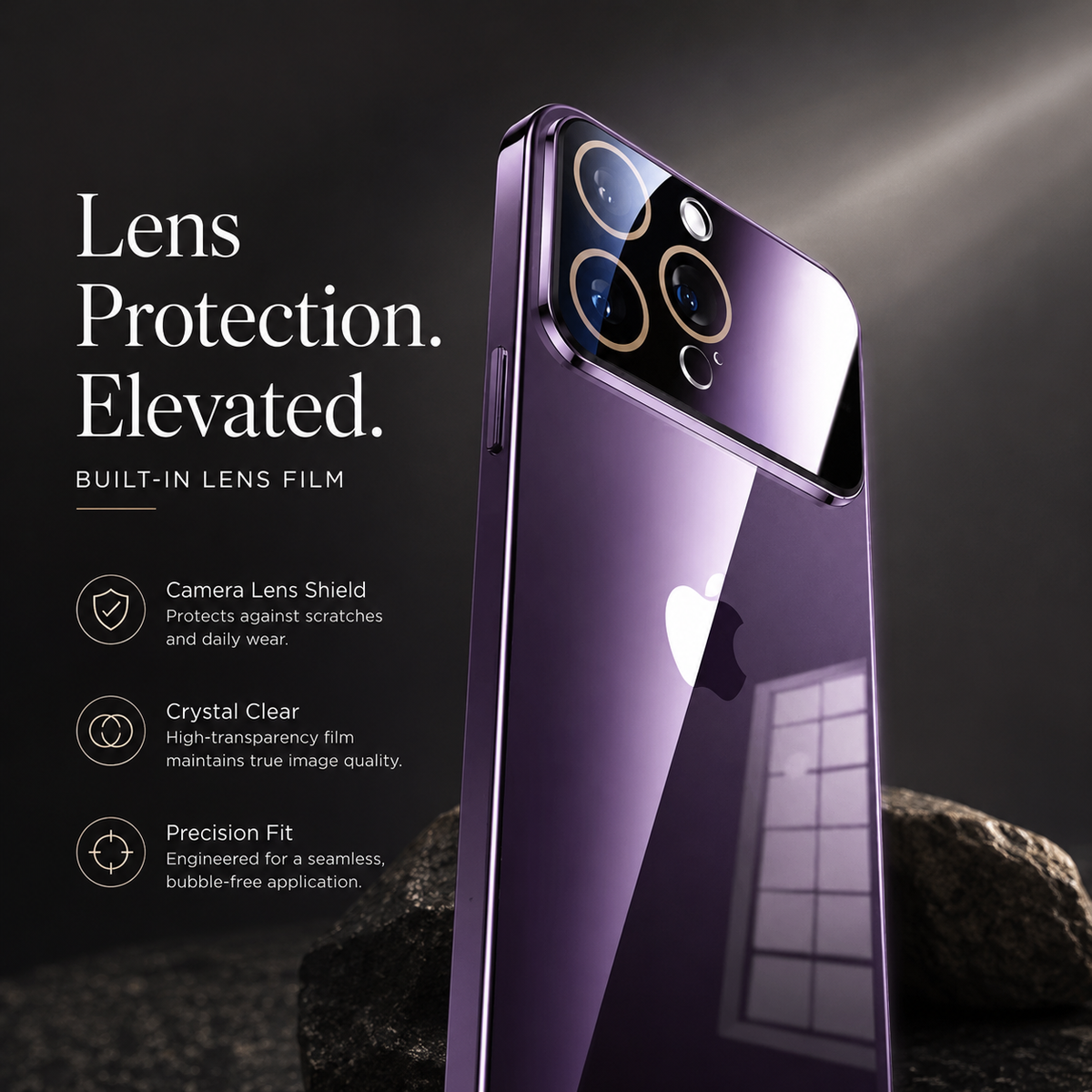 Premium iPhone Case MagSafe Clear Acrylic Shockproof Protective Cover Tempered Glass Camera Lens Protection Anti Scratch Plated Edge Slim Transparent