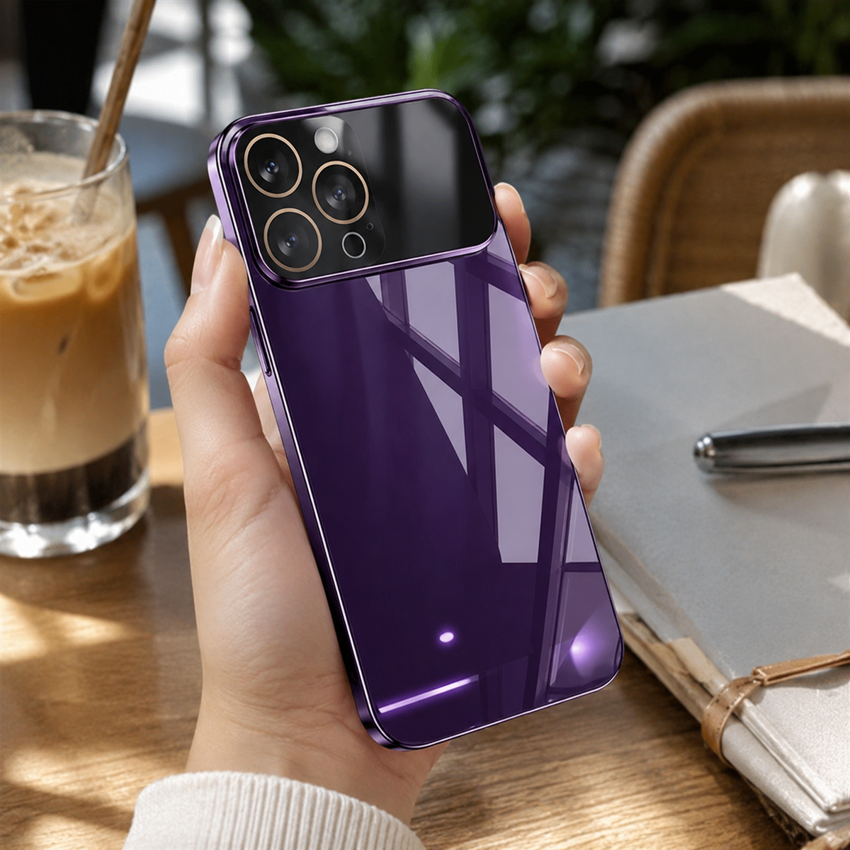 Premium iPhone Case MagSafe Clear Acrylic Shockproof Protective Cover Tempered Glass Camera Lens Protection Anti Scratch Plated Edge Slim Transparent