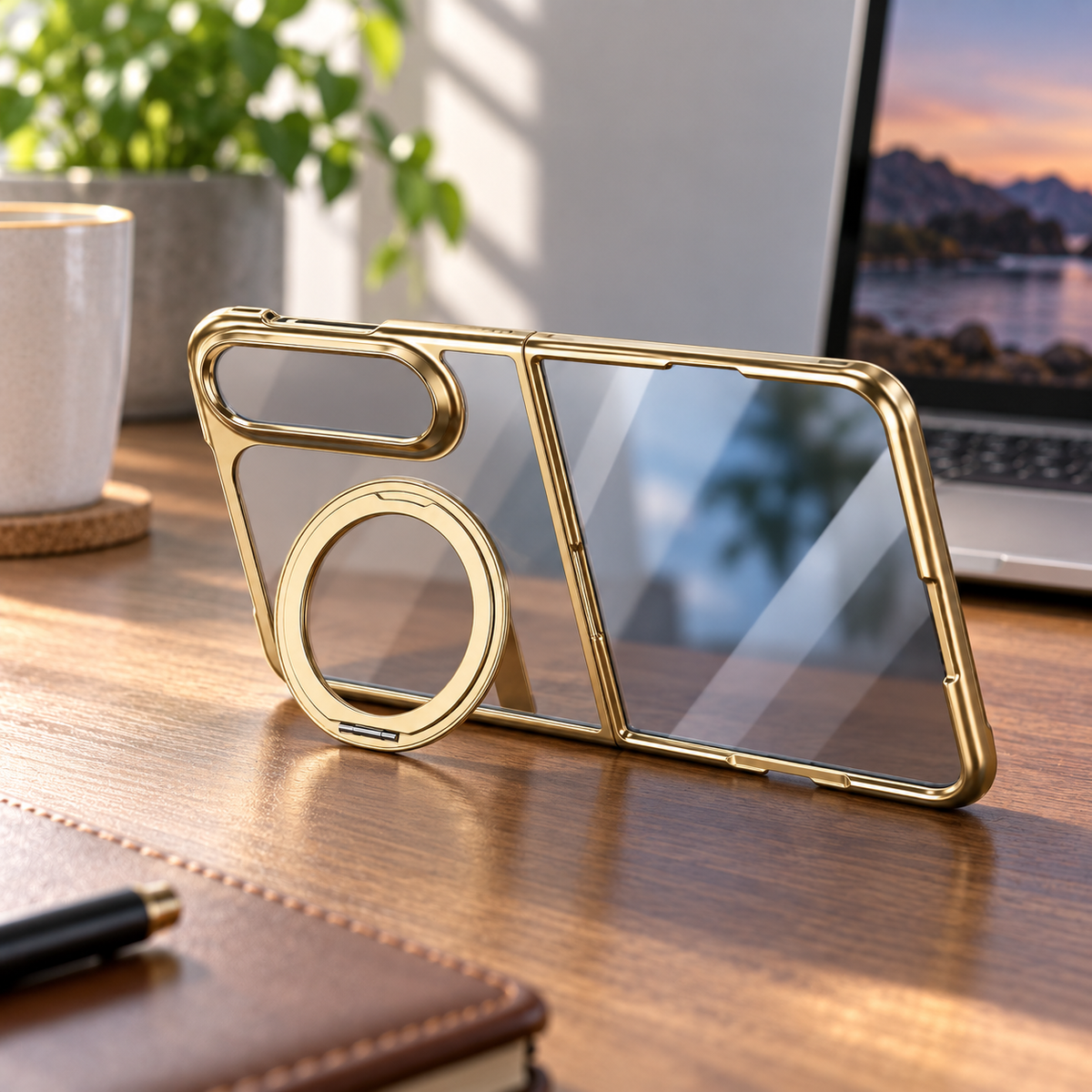 Premium iPhone Case MagSafe Clear Magnetic 360 Rotating Stand PC Foldable Holder Shockproof Transparent Slim Protective Bracket Cover Case Design