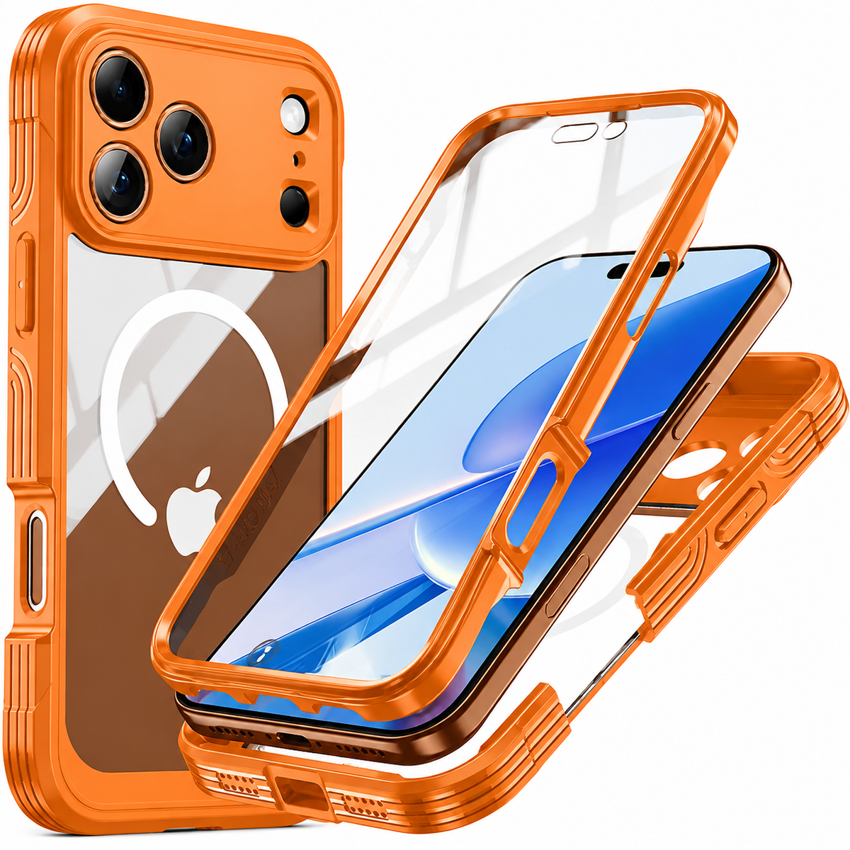 Premium iPhone Case MagSafe Clear Magnetic Full Body Shockproof Protective Cover Double Sided PC TPU Anti Scratch Slim Transparent Front Back Protection