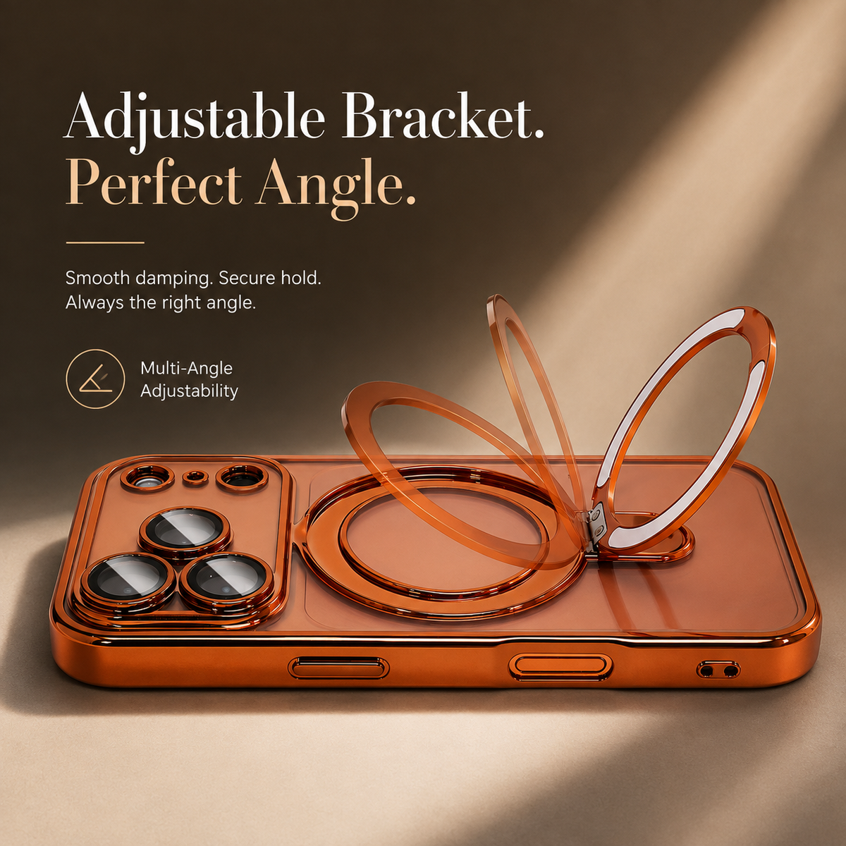 Premium iPhone Case MagSafe Clear Magnetic Plating Stand Holder Shockproof PC TPU Protective Cover Foldable Bracket Anti Scratch Slim Transparent Case
