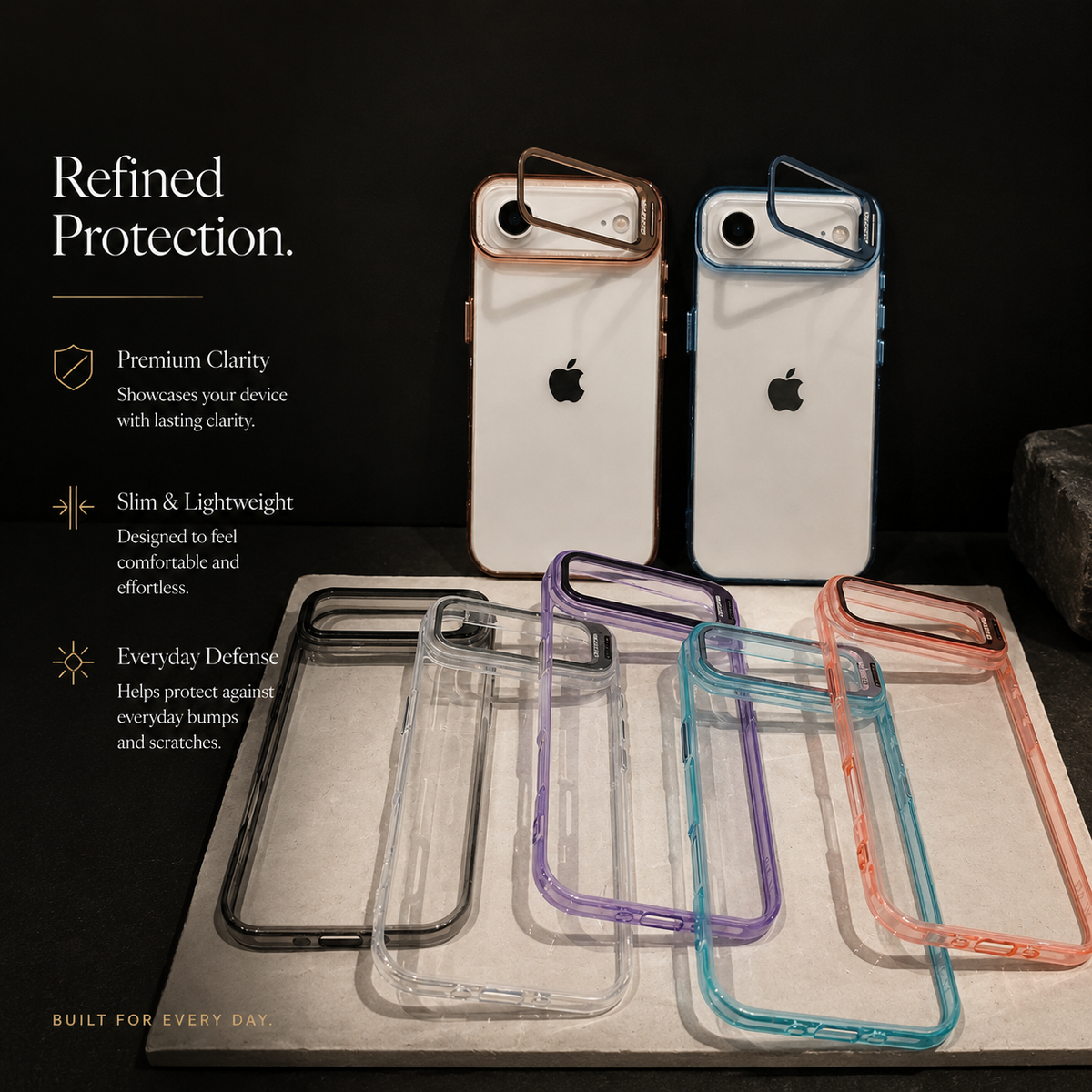 Premium iPhone Case MagSafe Clear Magnetic Shockproof Protective Cover Camera Lens Kickstand Hard PC TPU Bumper Anti Scratch Slim Reinforced Transparent