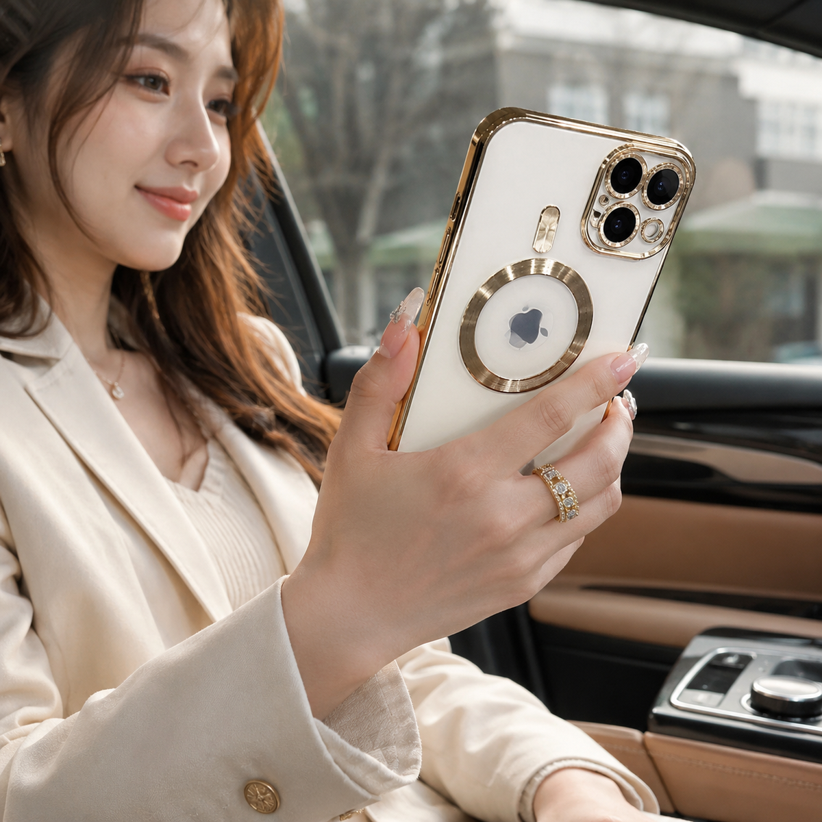 Premium iPhone Case MagSafe Clear Magnetic Shockproof Protective Cover Camera Lens Protection Anti Fingerprint Anti Scratch Slim Plated PC TPU Transparent