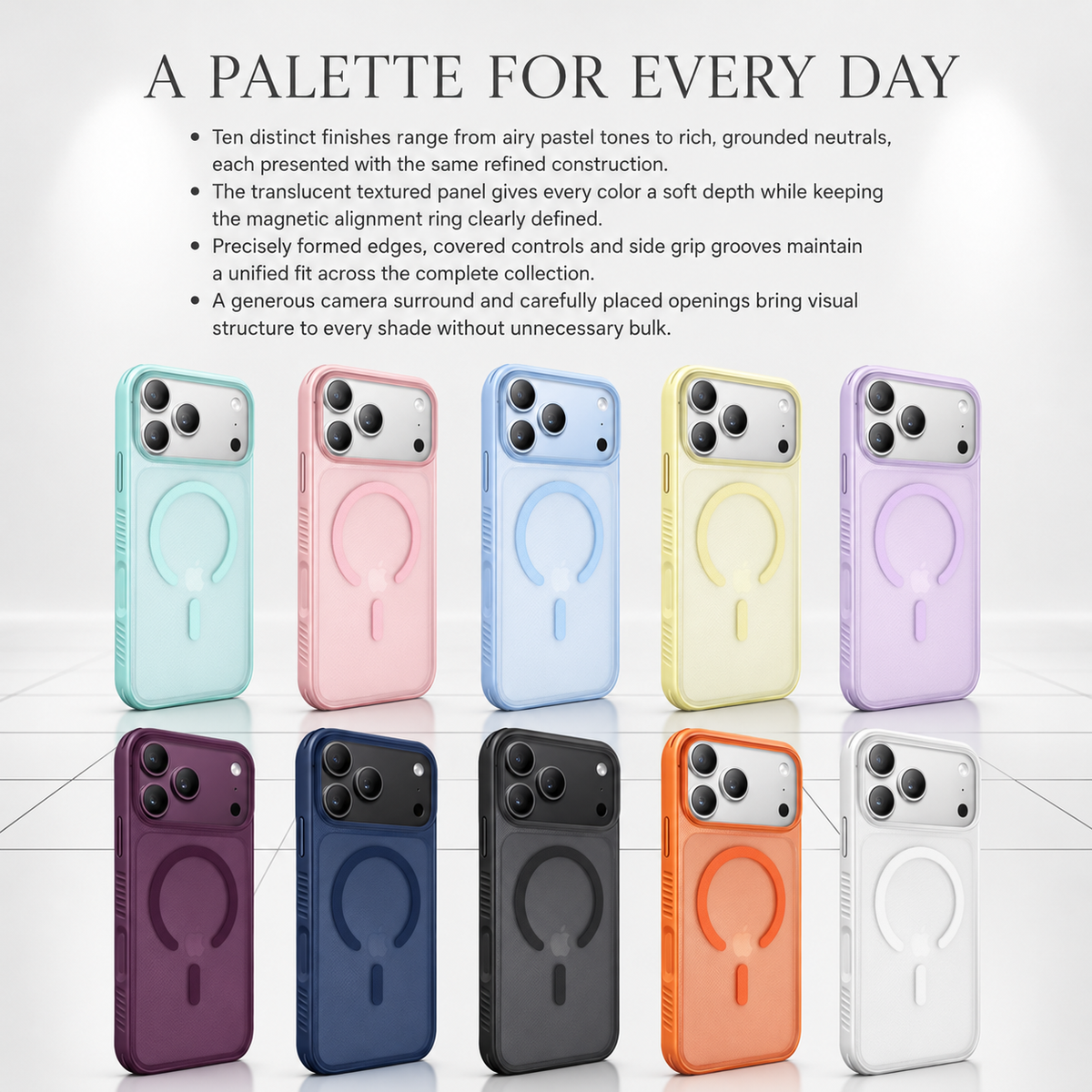 Premium iPhone Case MagSafe Clear Matte Dotted Texture Magnetic Shockproof PC TPU Anti Fingerprint Non Slip Slim Protective Bumper Cover Case Design