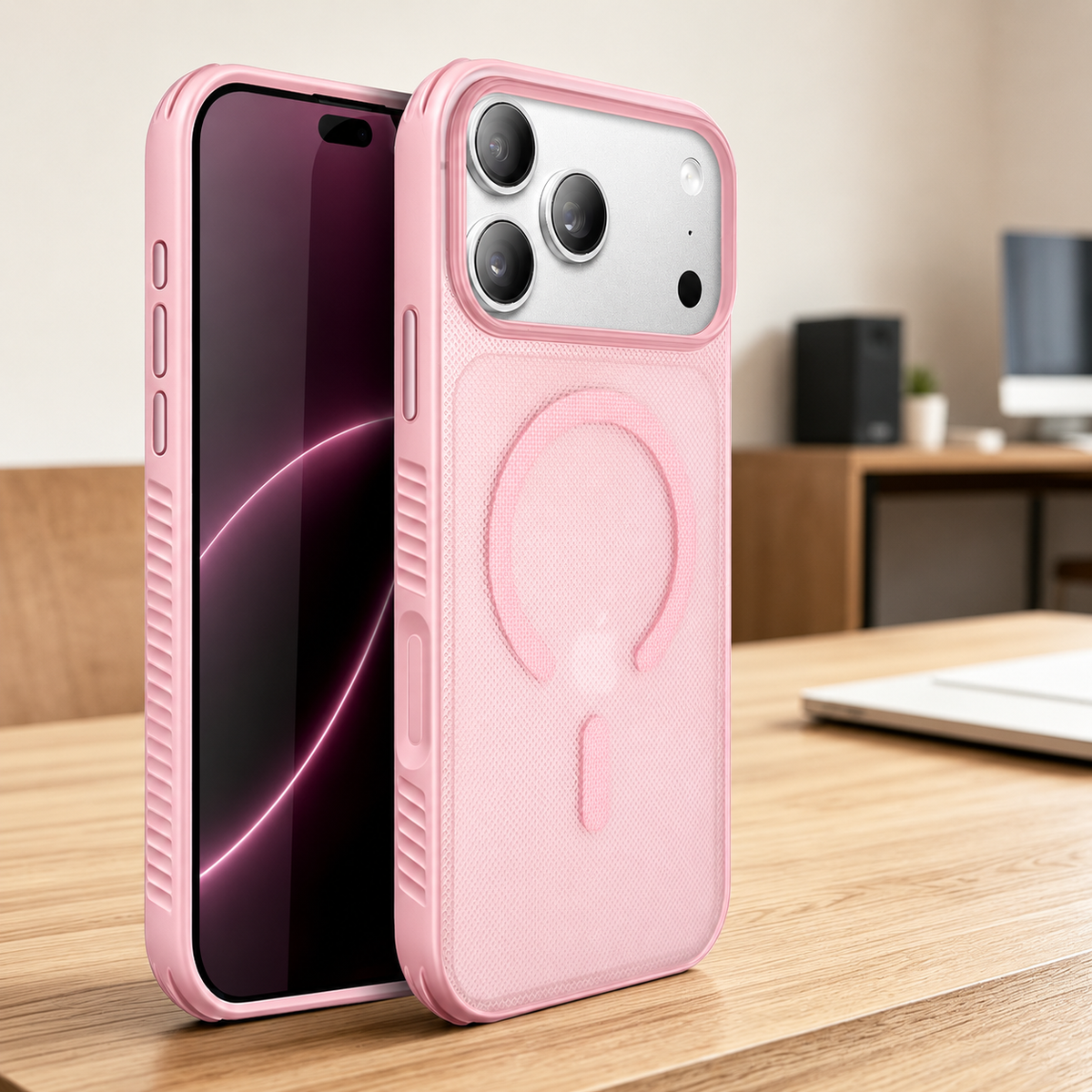 Premium iPhone Case MagSafe Clear Matte Dotted Texture Magnetic Shockproof PC TPU Anti Fingerprint Non Slip Slim Protective Bumper Cover Case Design