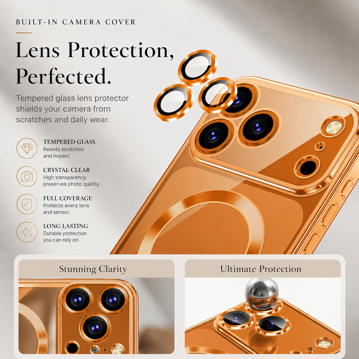 Premium iPhone Case MagSafe Clear Plating Magnetic Soft TPU Shockproof Protective Cover Camera Lens Protection Anti Scratch Anti Fingerprint Slim Case
