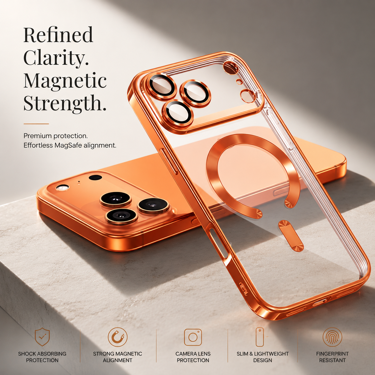 Premium iPhone Case MagSafe Clear Plating Magnetic Soft TPU Shockproof Protective Cover Camera Lens Protection Anti Scratch Anti Fingerprint Slim Case