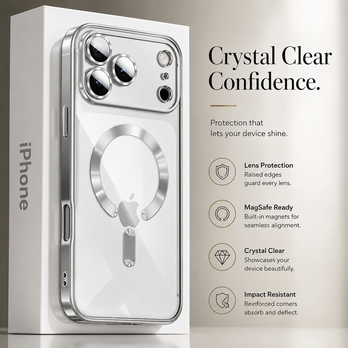 Premium iPhone Case MagSafe Clear Plating Magnetic Soft TPU Shockproof Protective Cover Camera Lens Protection Anti Scratch Anti Fingerprint Slim Case