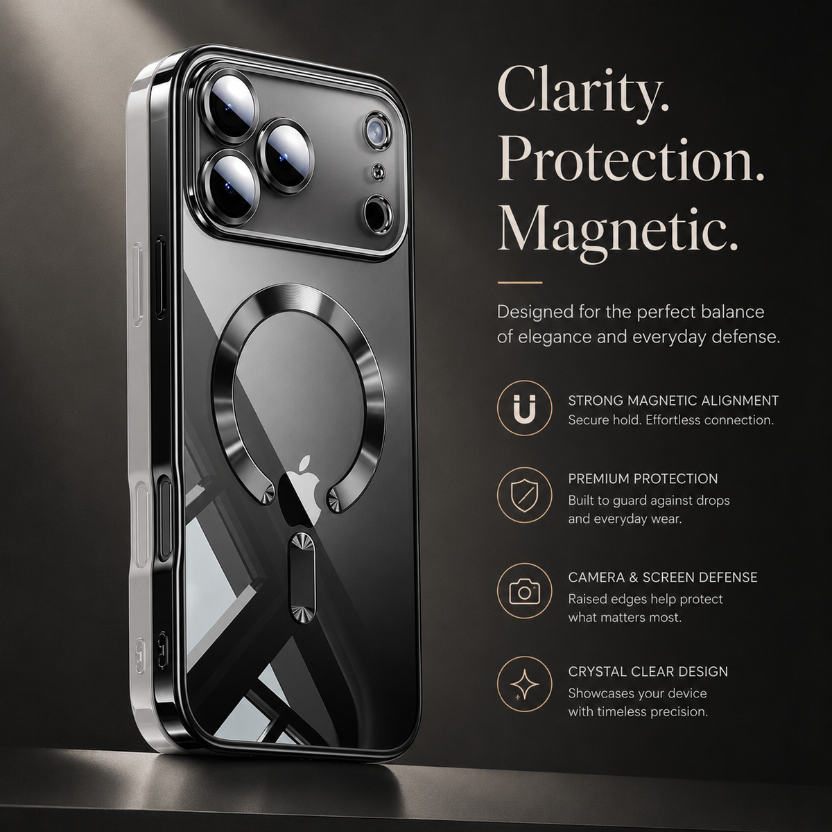 Premium iPhone Case MagSafe Clear Plating Magnetic TPU Camera Lens Protection Shockproof Anti Scratch Non Slip Lightweight Protective Bumper Cover Case