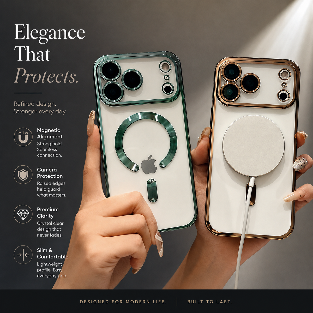Premium iPhone Case MagSafe Clear Plating Soft TPU Protective Cover Magnetic Wireless Charging Lightweight Shockproof Slim Transparent Bumper Case Design