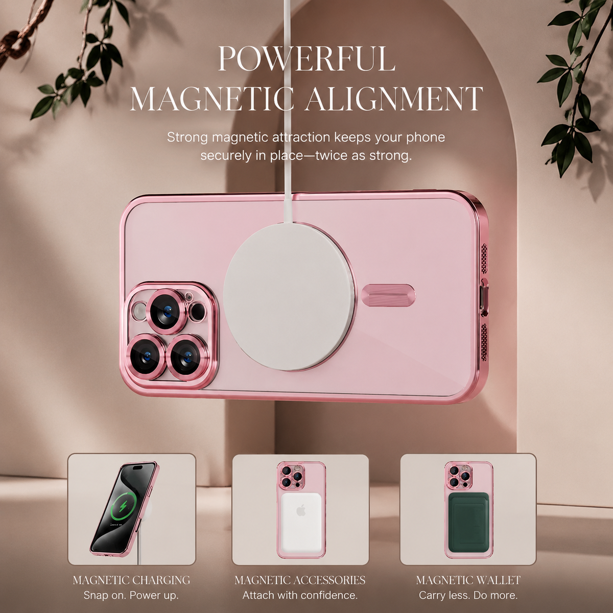 Premium iPhone Case MagSafe Clear TPU Magnetic Shockproof Protective Cover Camera Lens Protection Plated Edge Anti Fingerprint Anti Scratch Non Slip Slim